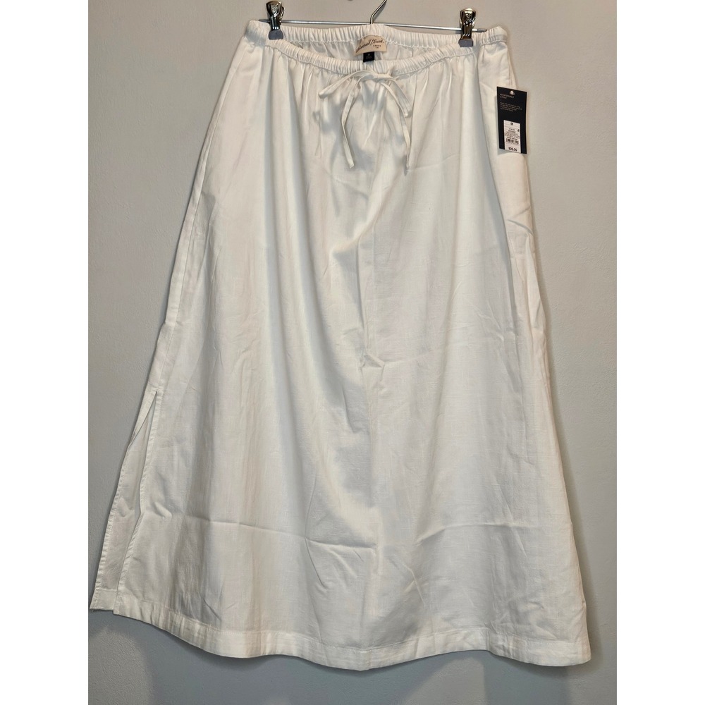 Universal Thread Womens White Cotton Linen Blend Midi Skirt Size M NWT